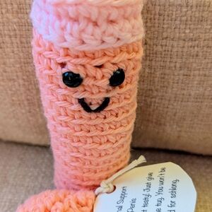 Handmade Pink Crochet Emotional Support Penis